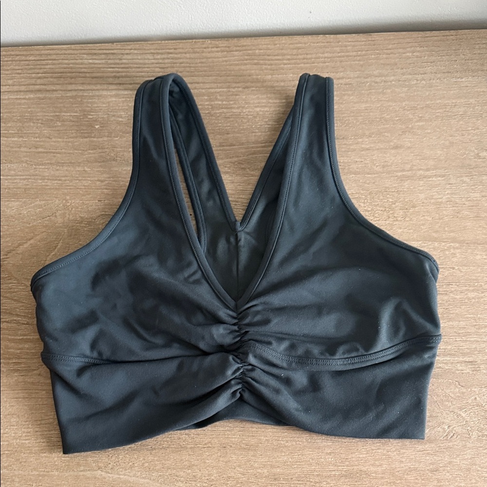 ALO Yoga Ruched V-Neck Bodysuit Top